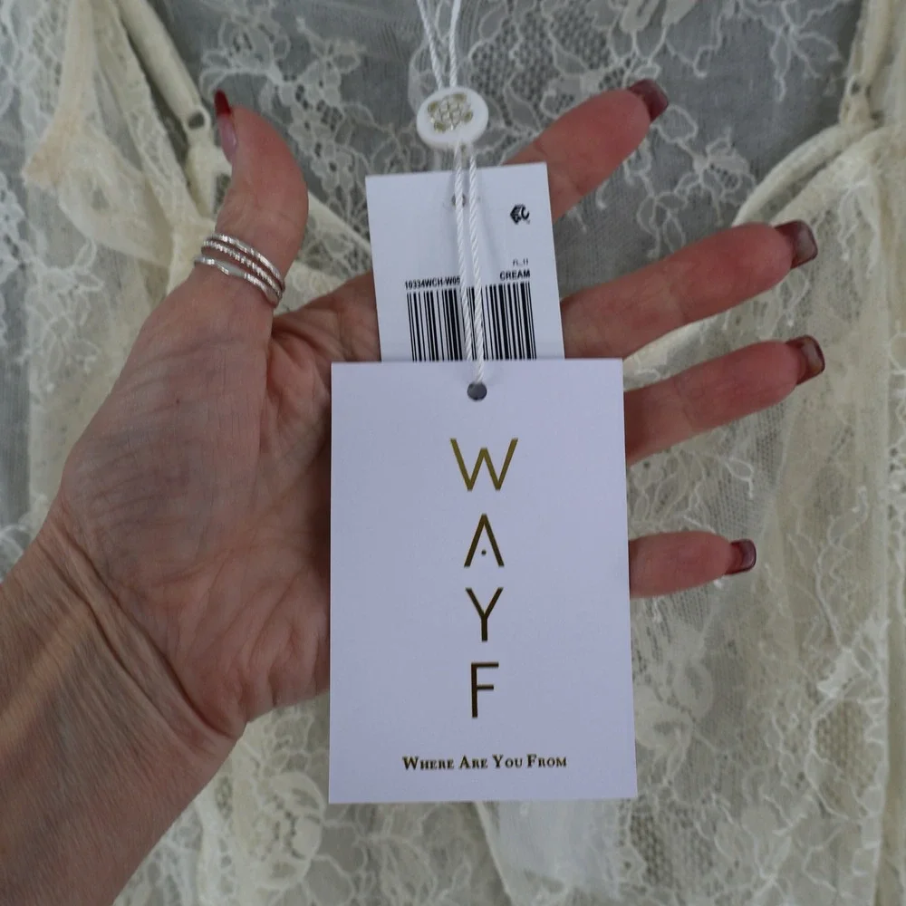 WAYF Penelope Lace Camisole Cardigan Set Womens‎ L Sheer Coquette Feminine NWT